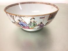 An 18thc Chinese porcelain punch bowl decorated with scenes of Children and Figures Playing and a