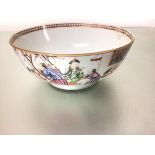 An 18thc Chinese porcelain punch bowl decorated with scenes of Children and Figures Playing and a