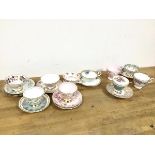 Assorted teacups and saucers including Aynsley, Foley, Tuscan etc. (a lot)