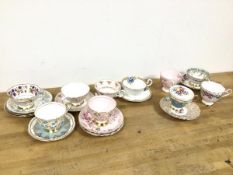 Assorted teacups and saucers including Aynsley, Foley, Tuscan etc. (a lot)