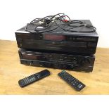 A Denon CD autochanger DCM-280, a Denon Precision Audio component AMFM stereo receiver, DRA-335R and