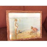 Children on a Beach, modern reproduction print (40cm x 50cm)