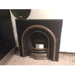 An iron fire surround, stamped Gallery Jubilee verso (94cm x 28cm)