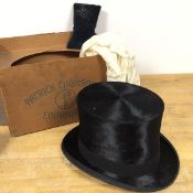 An early 20thc gentleman's fur top hat, inscribed to interior Patrick Thomson Ltd., Edinburgh,