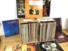 A large collection of vinyl records, including those by the Eurythmics, The Silly Sisters etc. (