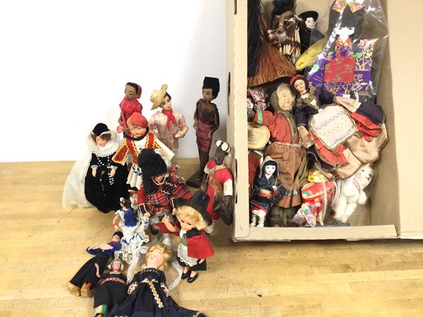 A large collection of dolls from multiple nationalities including English, Scottish, Native