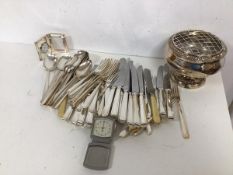 A quantity of Epns flatware including fruit knives and forks, table spoons, soup spoons, dinner