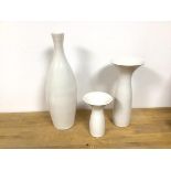 Studio Pottery: Hilary Roberts, a pair of porcelain vases with flared rims (larger: 28cm x 13cm) and