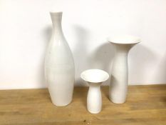 Studio Pottery: Hilary Roberts, a pair of porcelain vases with flared rims (larger: 28cm x 13cm) and