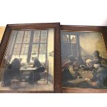 A pair of coloured prints after Claus Meyer, (German, 1856-1919), in oak frames (each: 65cm x 50cm)