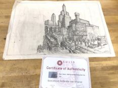 Roy G. Harris, New York City, pen and ink drawing, signed and dated 1950 bottom right, with