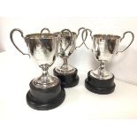 A group of 1920s Chappell Cricket Club trophies, all London silver (750g) (each: 17cm)
