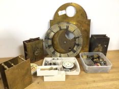 Clock interest: assorted clock parts including wheels, gears, dials, frames etc. (a lot)