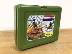 A 1980s Action Force lunch box, stamped Bluebird, Swindon, England verso (20cm x 22cm x 10cm)