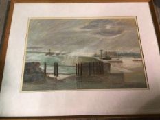 Stephen, Harbour in Stormy Seas, pastel, signed and dated '80 bottom right (36cm x 53cm)
