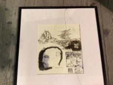 Giles Rencontre (Scottish b.1970), Florentine Head, ink on paper (glass a/f) (26cm x 23cm).