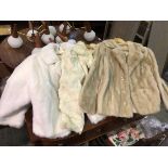 A group of three lady's jackets, two fur, one with label Tissavel, France (35cm across shoulders)