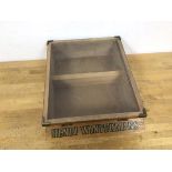 An Henri Wintermans cigar table top display case with hinged lid above a divided display area (9.5cm