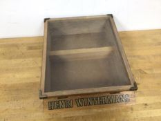 An Henri Wintermans cigar table top display case with hinged lid above a divided display area (9.5cm