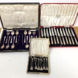 A set of twelve Hamilton & Inches 1930s silver handled knives, in original box and a box of six