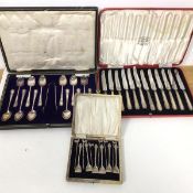 A set of twelve Hamilton & Inches 1930s silver handled knives, in original box and a box of six