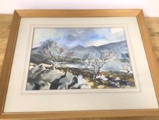 Richard A..., Above Loch, watercolour, signed bottom right, paper label verso (22cm x 33cm)