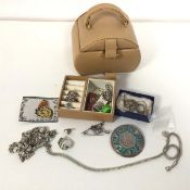 A collection of costume and silver jewellery including a necklace with St Christopher pendant, a