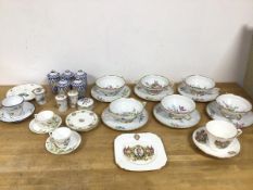 A mixed lot of china including a set of six Royal Tettau bowls with handles to sides (6cm x 17cm x