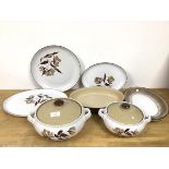 A group of Denby table ware including two lidded tureens (larger: 15cm x 27cm x 22cm) in a