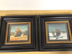 Milovanovic, two works, Winter Landscape and Autumnal Landscape, oil, signed bottom left (each: 12cm