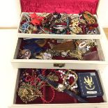 A quantity of costume jewellery including bracelets, necklaces, brooches, sleevelinks etc., all