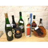An assortment of Spirits and Liqueurs including Neukow VS Cognac, Warres Otima 10 year old Tawny