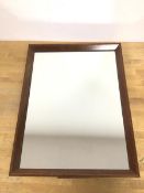 A dressing table mirror with added eyehooks for hanging, in oak bevelled frame (43cm x 33cm)