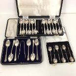 A collection of Epns spoons, including a set of twelve with sugar nips, a further set of six with