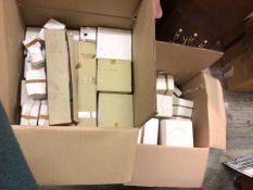 Four boxes of plaster doll moulds, various shapes, sizes and designs, approximately one hundred