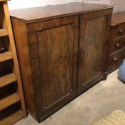 A George III, possibly Scottish, mahogany linen press top, converted to cupboard, the rectangular