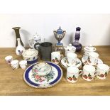 A mixed lot including a set of six Oakley china coffee cups with saucers, with strawberry decoration