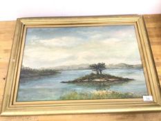 John Scott, Island with Tree, oil, signed and dated 1921 bottom left (35cm x 52cm)