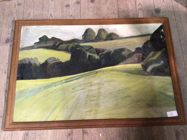 English School, Rolling Fields, oil, unsigned (52cm x 80cm)