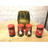 A collection of four novelty saving banks, each in the form of a red postbox with a Sea Captain to