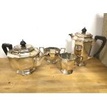 A Mappin & Webb Epns teapot (16cm x 28cm x 15cm) with coffee pot, milk jug and sugar bowl (4)
