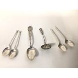 A group of silver spoons including an early 20thc souvenir spoon inscribed Philadelphia to bowl,