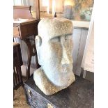 A composition garden statue in the form of a Moai Easter Island Head (60cm x 30cm x 36cm)