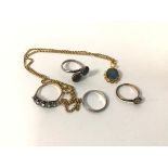 A mixed lot of jewellery including a ring marked 18ct and silver, with five graduated clear