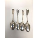 A group of three Georgian silver teaspoons and an early Victorian teaspoon (combined: 79g)