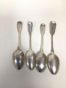 A group of three Georgian silver teaspoons and an early Victorian teaspoon (combined: 79g)