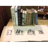 A quantity of books including The Outline of History, HG Wells, Turner, Andrew Wilton, Old Reekie,
