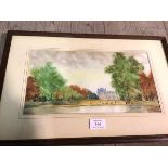 MW. Paterson, Jardin de Tuileries, watercolour, signed and dated 1961, paper label verso (18cm x