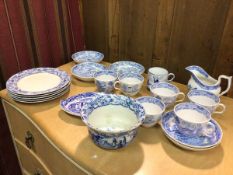 A collection of blue and white china including a 19thc bowl with flared rim (a/f) (8cm x 15cm),