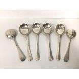 A set of six Edwardian London silver rat tail soup spoons by Mappin & Webb (each: 20cm) (combined: